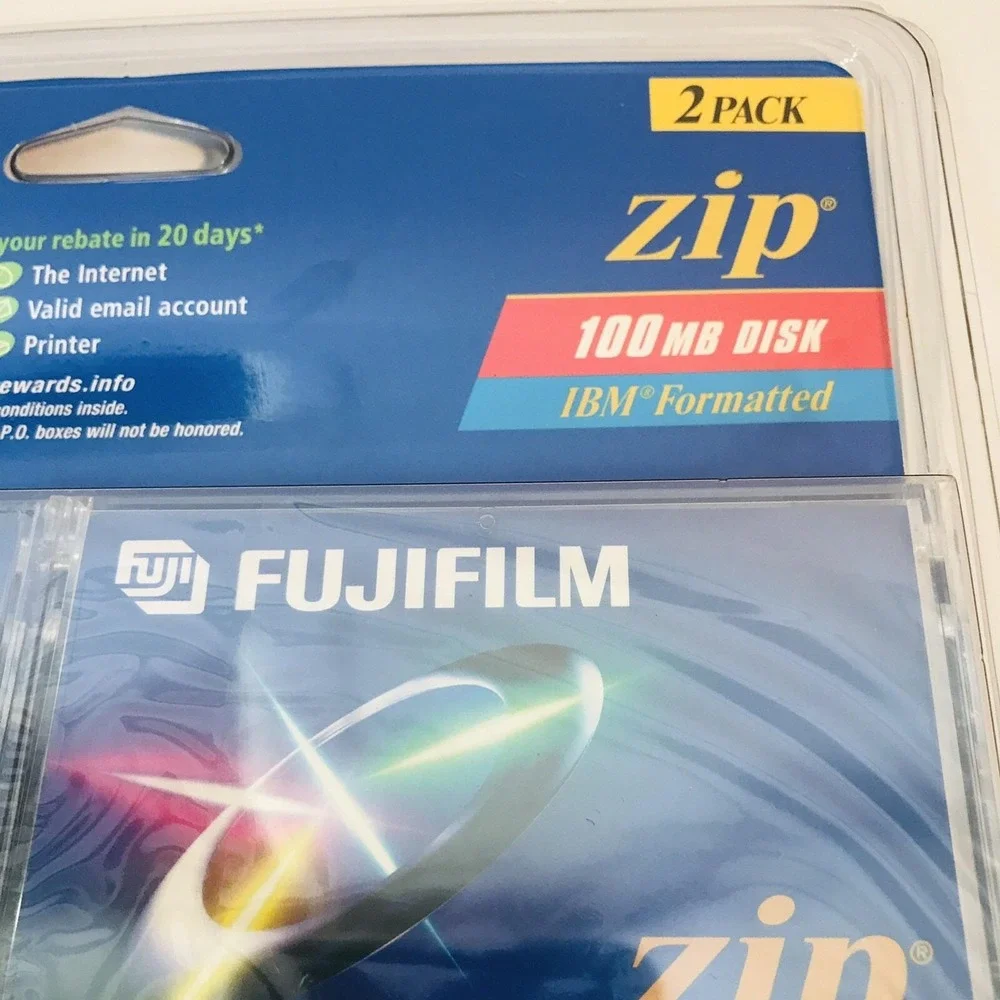 Fujifilm Zip 100 MB Disk IBM Formatted For Use With All Zip 250 Drives *2 Pack*‎